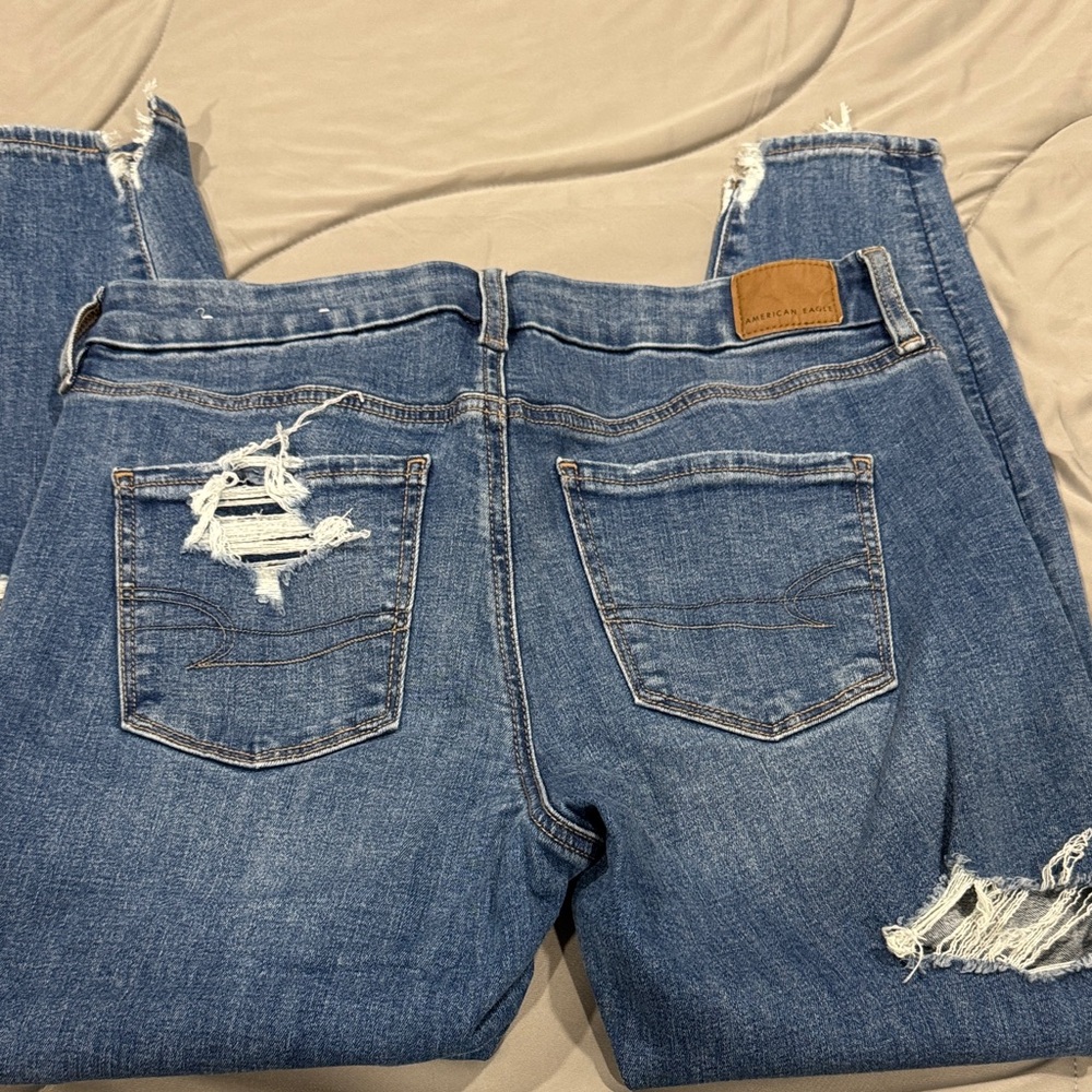 American Eagle Outfitters Distressed Blue Boyfriend Jeans